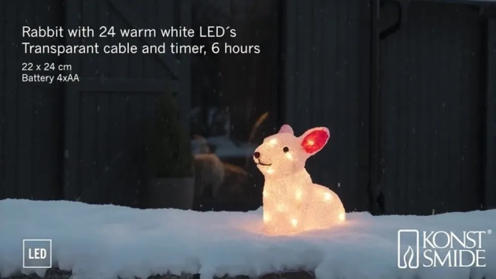 Kanin LED-lysfigur, batteridrevet
