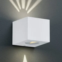 Kantet udendørs LED-væglampe Cordoba, mørkegrå