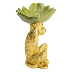 KARE Banana Leaf dekorativ skål, guld/grøn, håndmalet