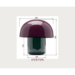 KARE bordlampe Mushroom, lilla/grøn, metal, 20 cm, E14