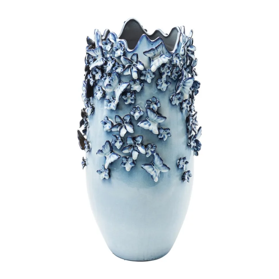 KARE Butterflies-vase, lyseblå, højde 50 cm, stentøj
