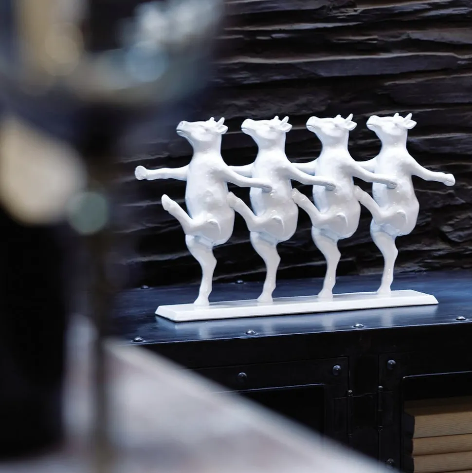 KARE Dancing Cows dekorativ figur, hvid, polyresin, højde 23 cm