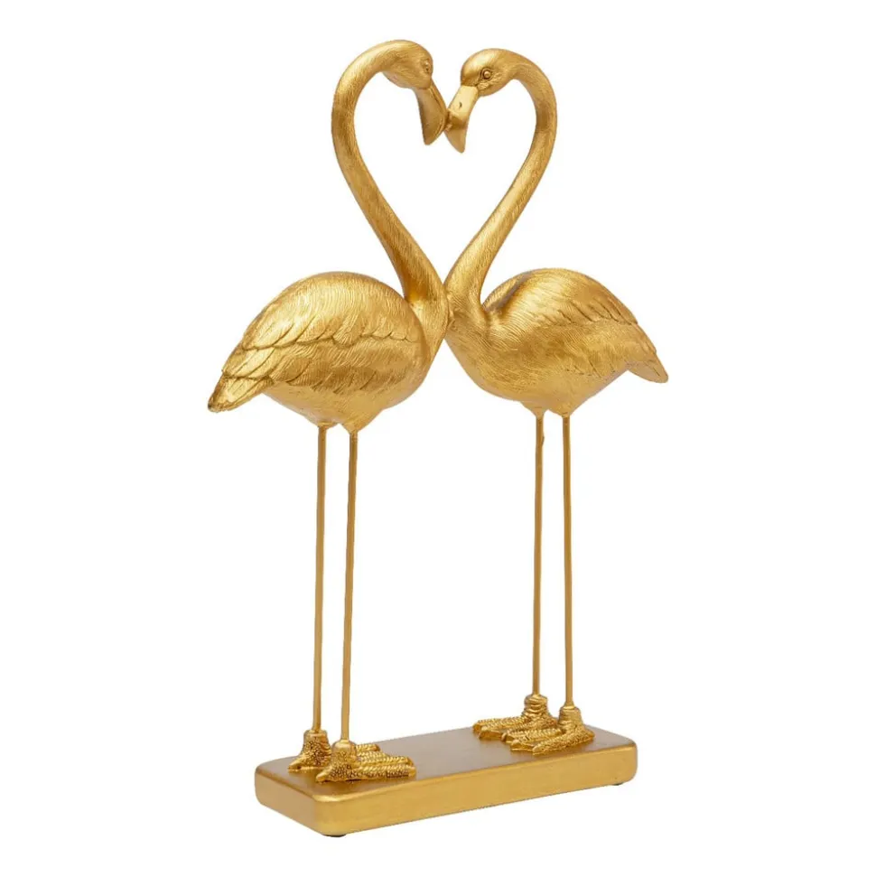 KARE dekorationsfigur Flamingo Love, guldfarvet, højde 39 cm