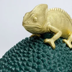 KARE dekorationsæske Chameleon, højde 34 cm, mørkegrøn, guld