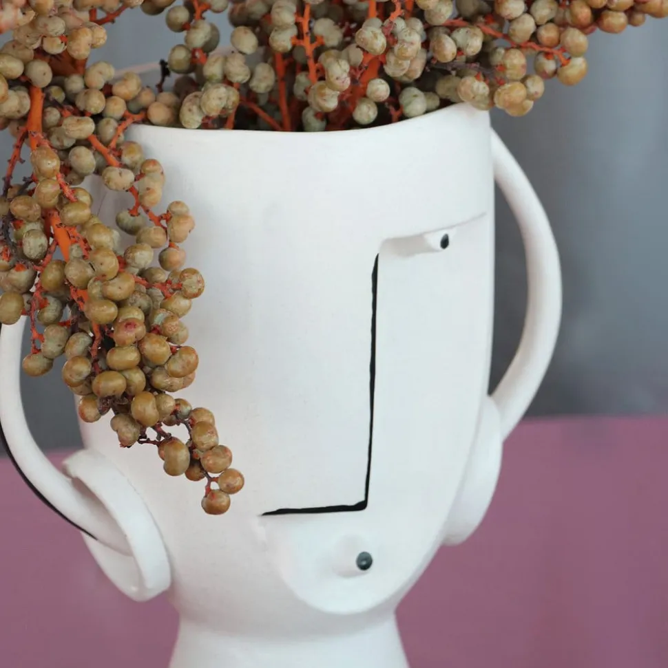 KARE Face Pot-vase, højde 30 cm, glaseret stentøj, bemalet