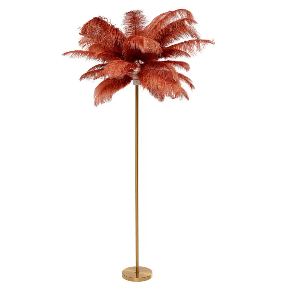 KARE Feather Palm gulvlampe med fjer, rustrød
