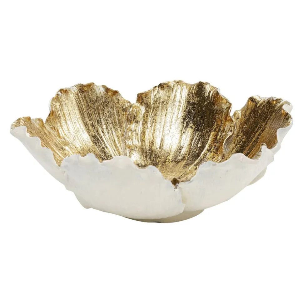 KARE Flower Bloom dekorativ skål, creme/guld, håndlavet