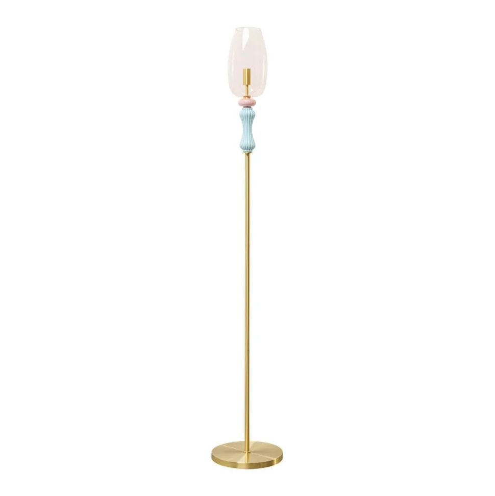 KARE gulvlampe Allegra, guld/blå/rosa, 165 cm høj, E14