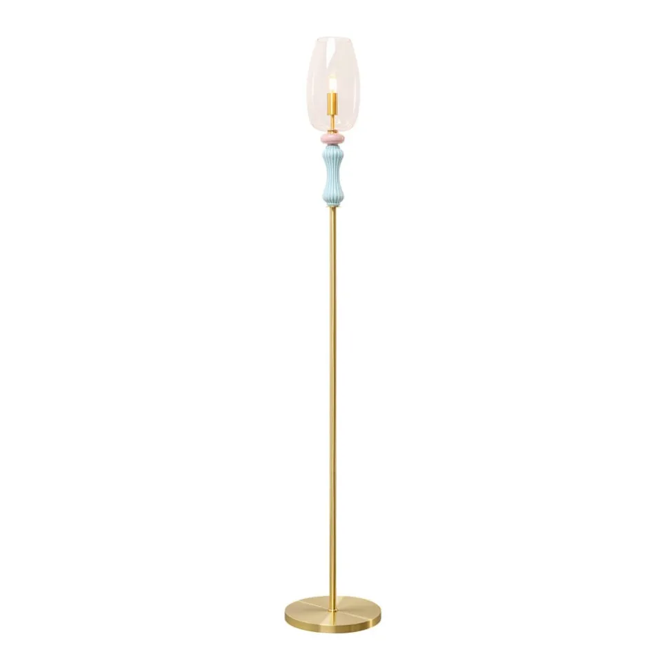 KARE gulvlampe Allegra, guld/blå/rosa, 165 cm høj, E14
