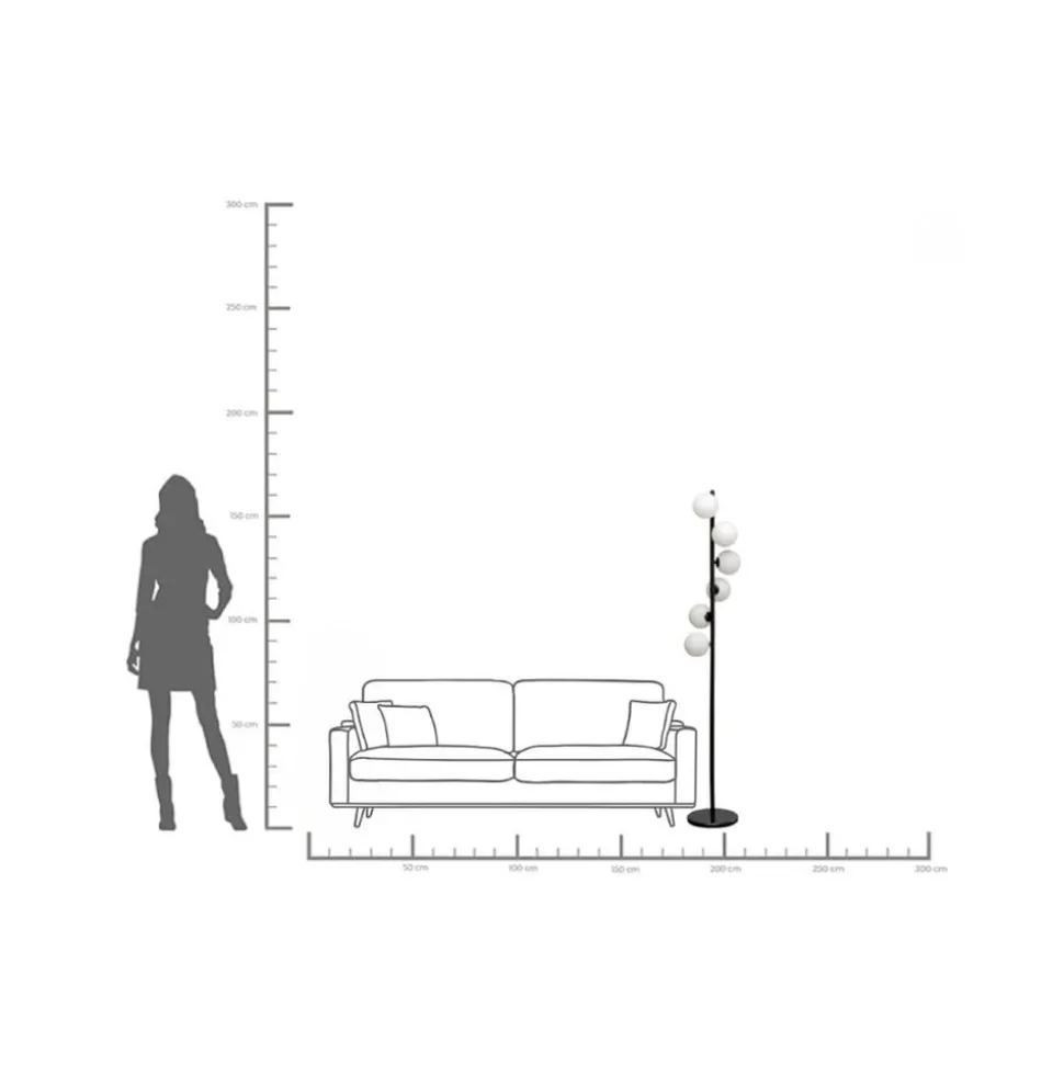 KARE Gulvlampe Scala Balls, sort, 160 cm, G9