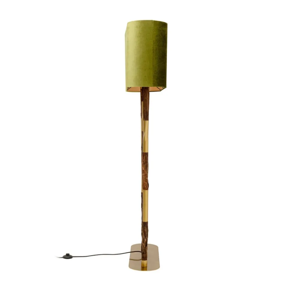 KARE Gulvlampe Twig, grøn/guld, 154 cm, E27