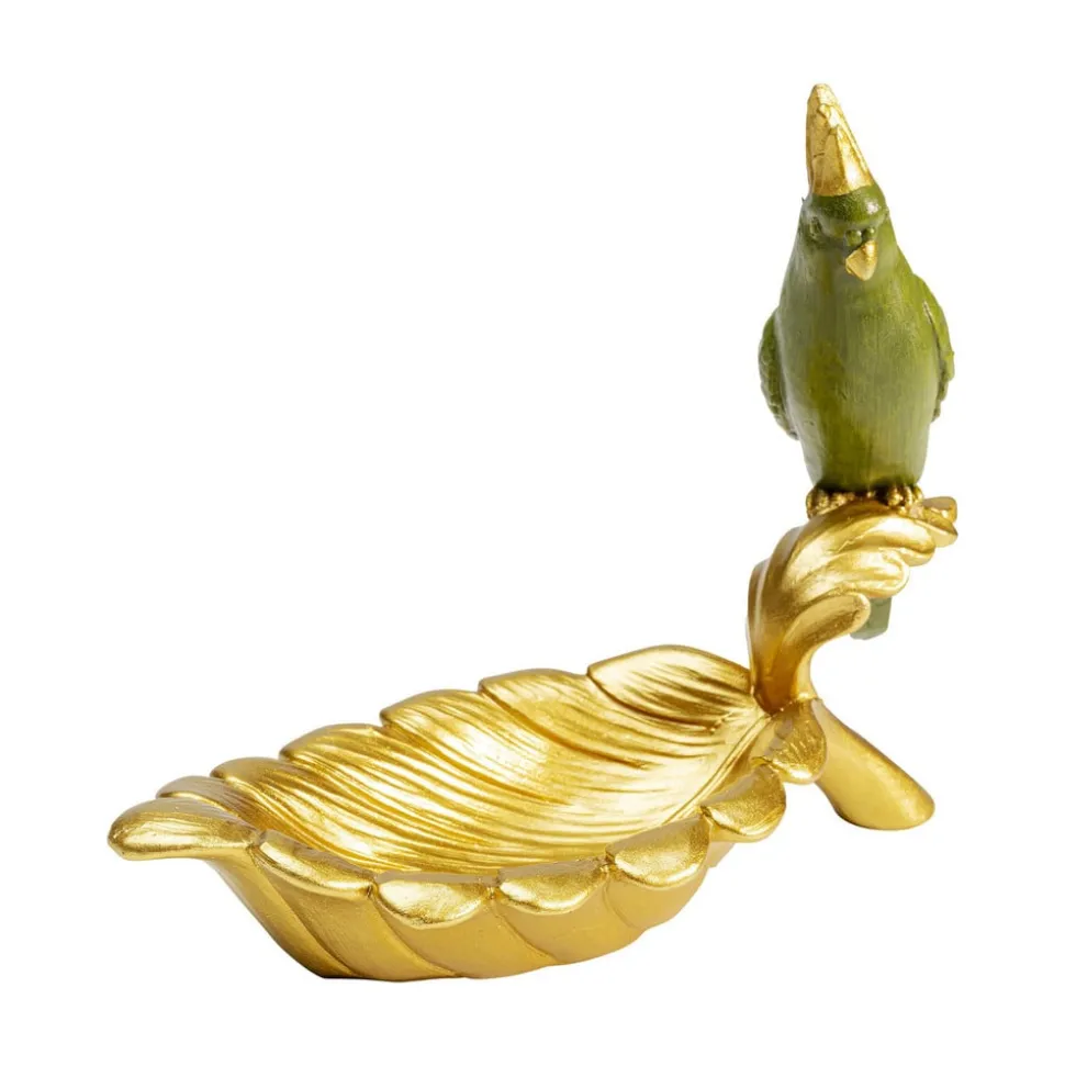 KARE Parrot Guard dekorativ skål, guld/grøn, håndmalet