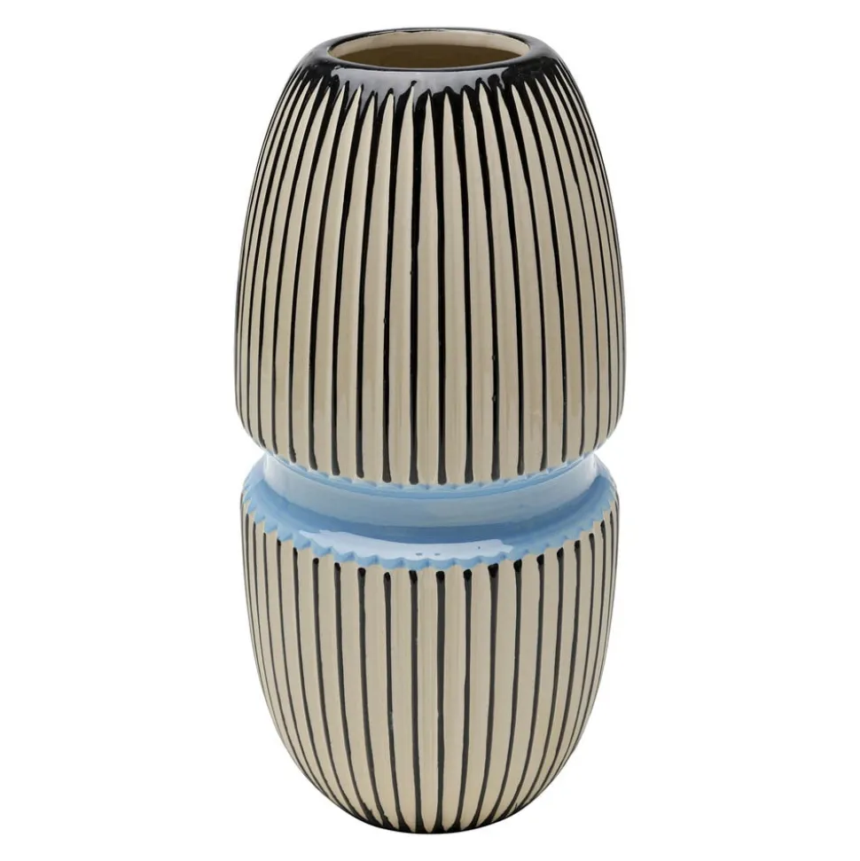 KARE Vase Calabria, blå/beige, porcelæn, håndlavet