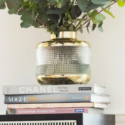 KARE Vase LA Noble, højde 18 cm, glas, guld/klar, håndlavet