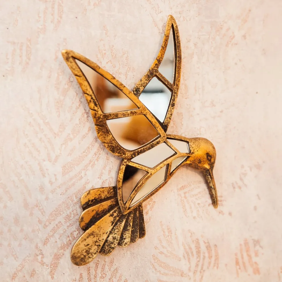 KARE vægobjekt Hummingbird Mirror, polyresin, glas, guld