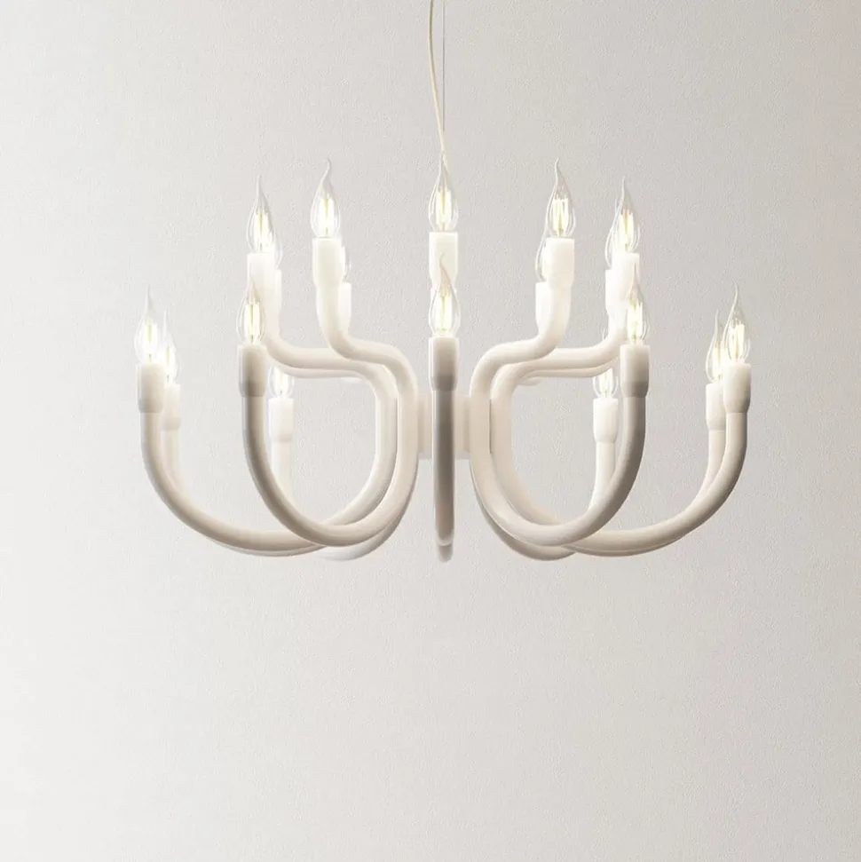 Karman Snoob lysekrone, hvid, Ø 73 cm, aluminium, 20-lys.