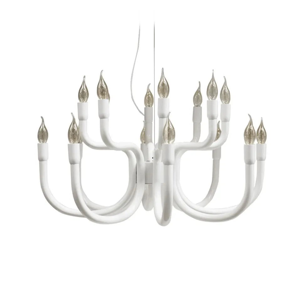 Karman Snoob lysekrone, hvid, Ø 73 cm, aluminium, 20-lys.