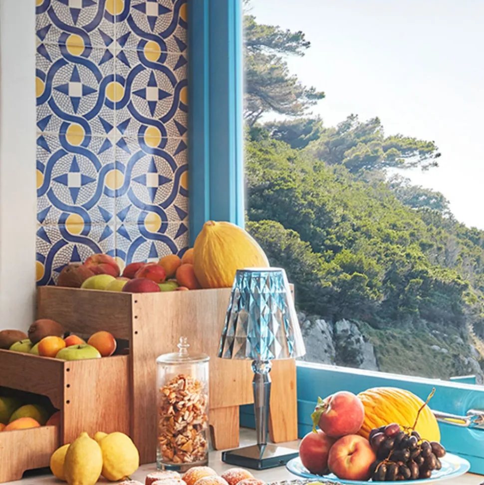 Kartell Big Battery - Bordlampe IP54, lyseblå