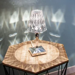 Kartell LED-bordlampe Batteri, 26 cm, kromfarvet, IP54