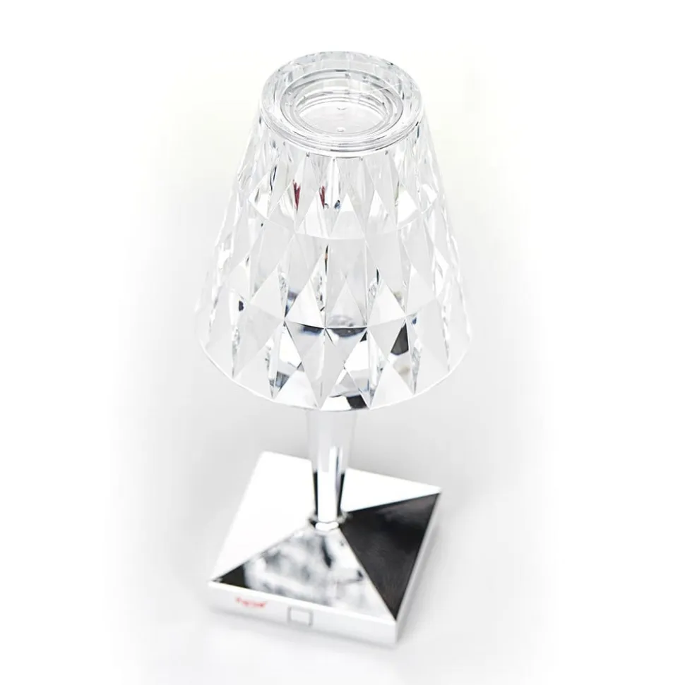 Kartell LED-bordlampe Batteri, 26 cm, kromfarvet, IP54