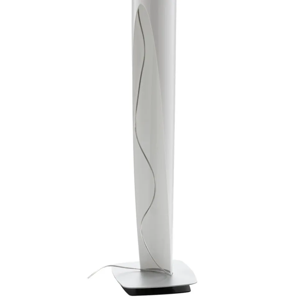 kdln gulvlampe Shakti, sølv, hvid satineret, højde 200 cm