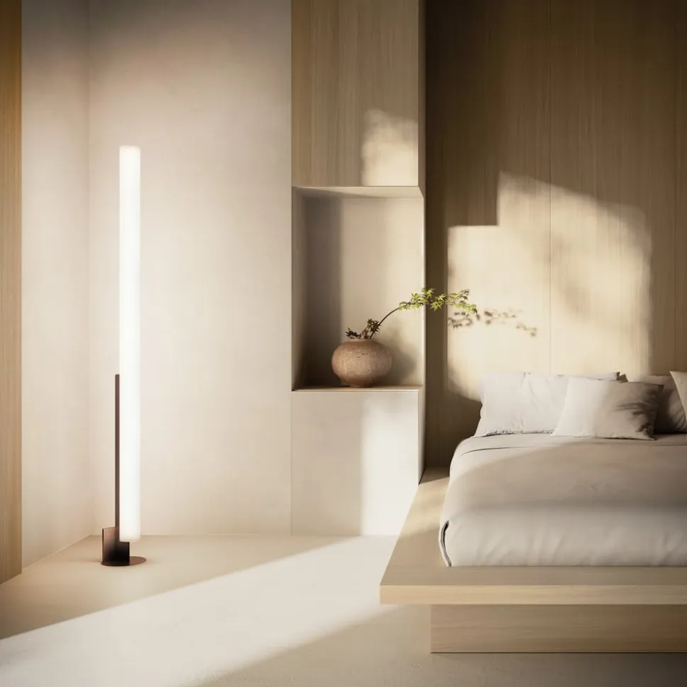 kdln LED-gulvlampe Model T, sort, højde 185 cm, dæmper
