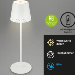 Kiki LED-bordlampe, hvid, IP44, 3.000K