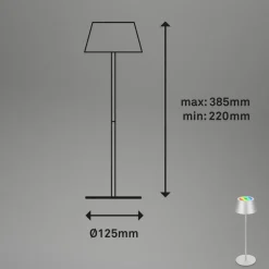 Kiki LED-bordlampe, mat krom, IP44, 3.000 K, RGBW