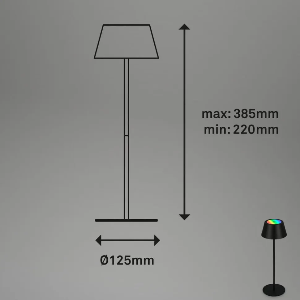 Kiki LED-bordlampe, sort, IP44, 3.000 K, RGBW