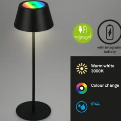 Kiki LED-bordlampe, sort, IP44, 3.000 K, RGBW