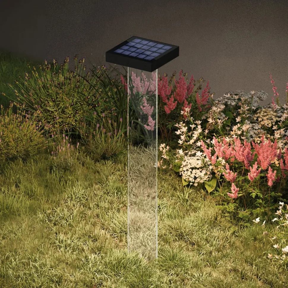 KLEWE LED-solcellelampe Scotty, klar/antracit, 60 cm, IP65