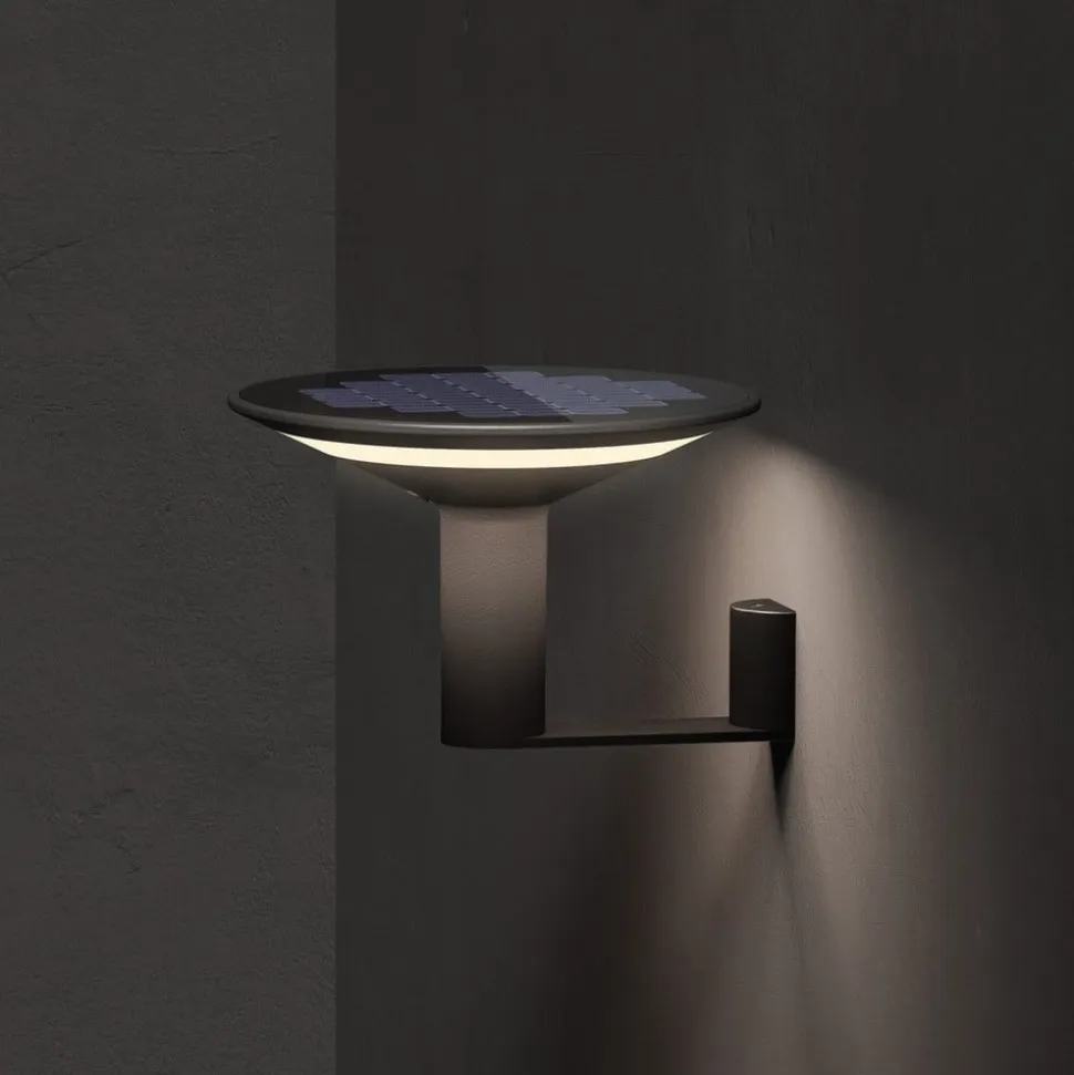 KLEWE LED-væglampe Keope, antracit, Ø 21 cm aluminium IP65