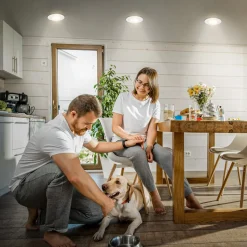 Klira indbygningslampe, hvid, Ø 9 cm, IP44, dæmpbar, 3 stk