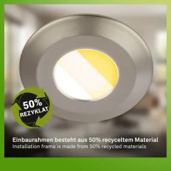 Klira indbygningslampe, mat nikkel, Ø 9 cm, IP44, 3 stk