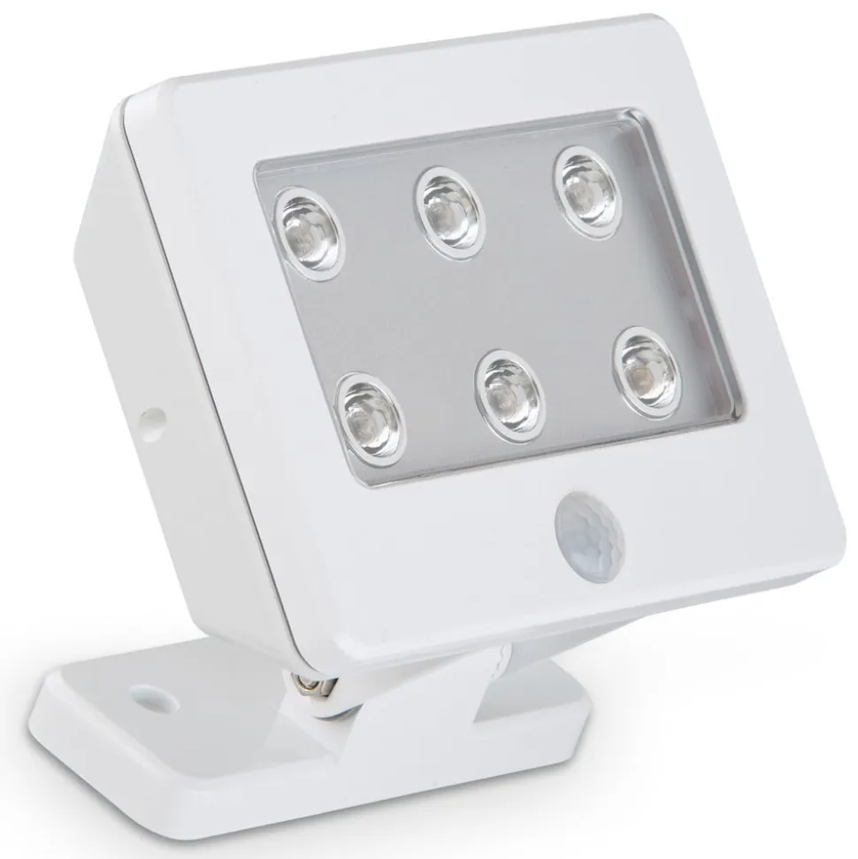 Kollig udendørs LED-spot med sensor, IP54, hvid