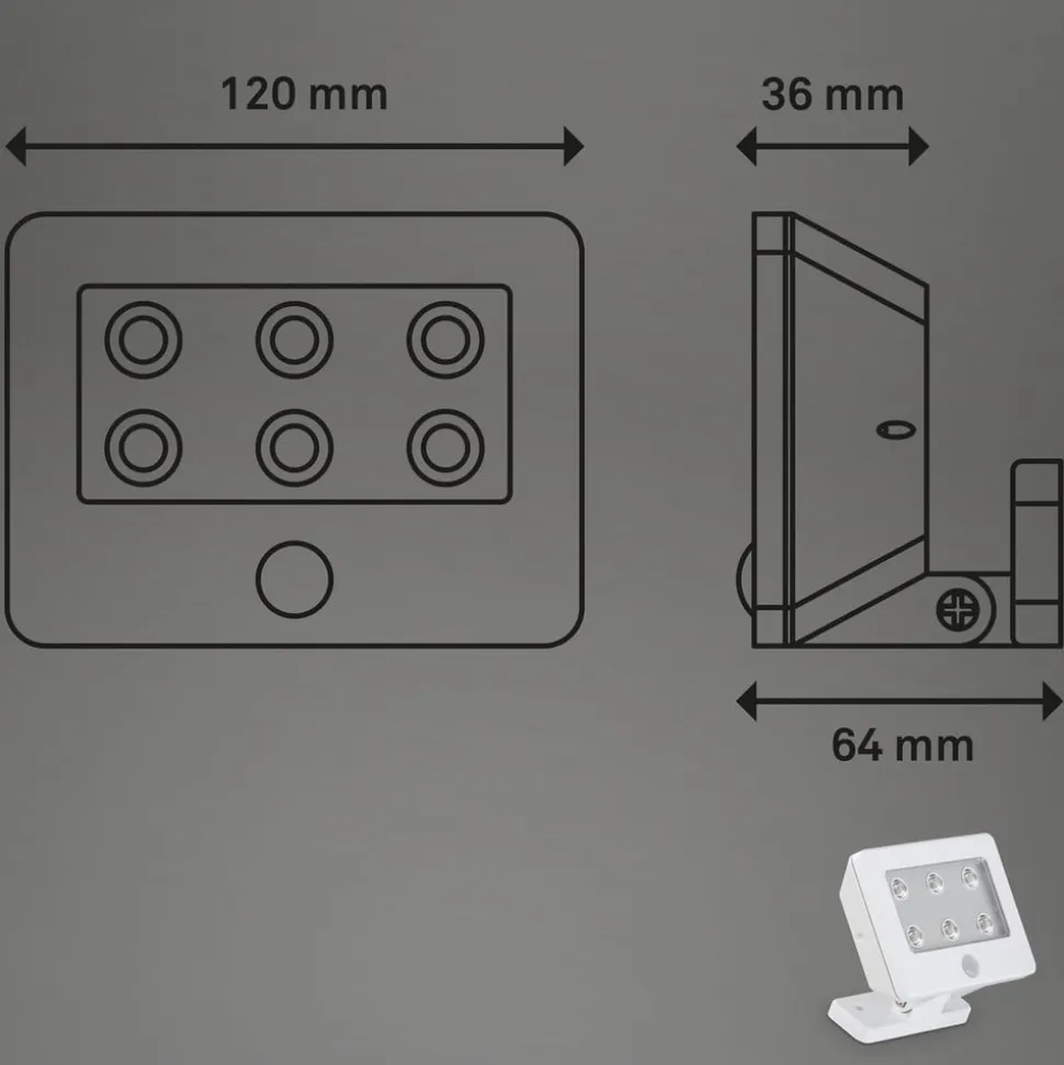Kollig udendørs LED-spot med sensor, IP54, hvid