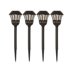 Lace LED-lampe med jordspyd, sort, højde 31 cm, sæt med 4 stk