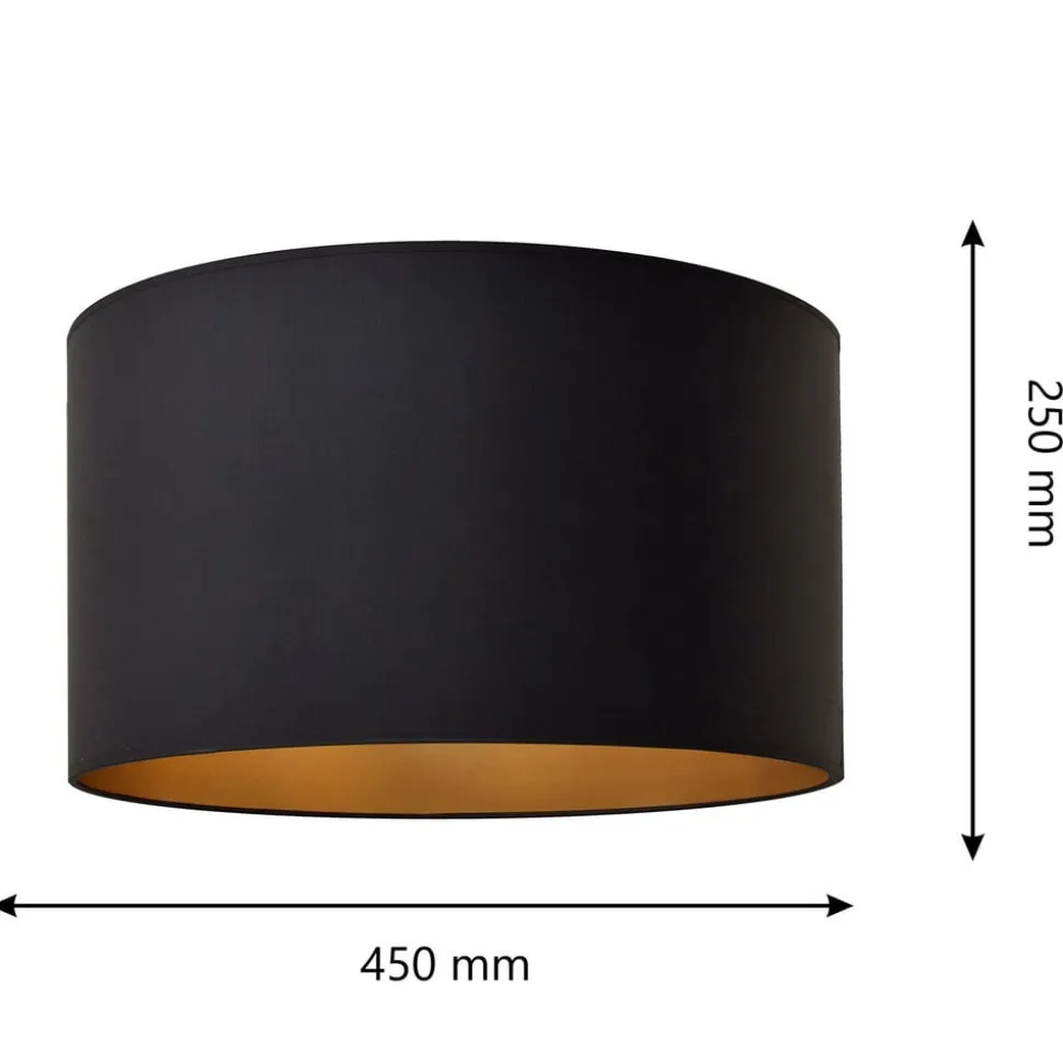 Lampeskærm Alba, Ø 45 cm, E27, sort/guld