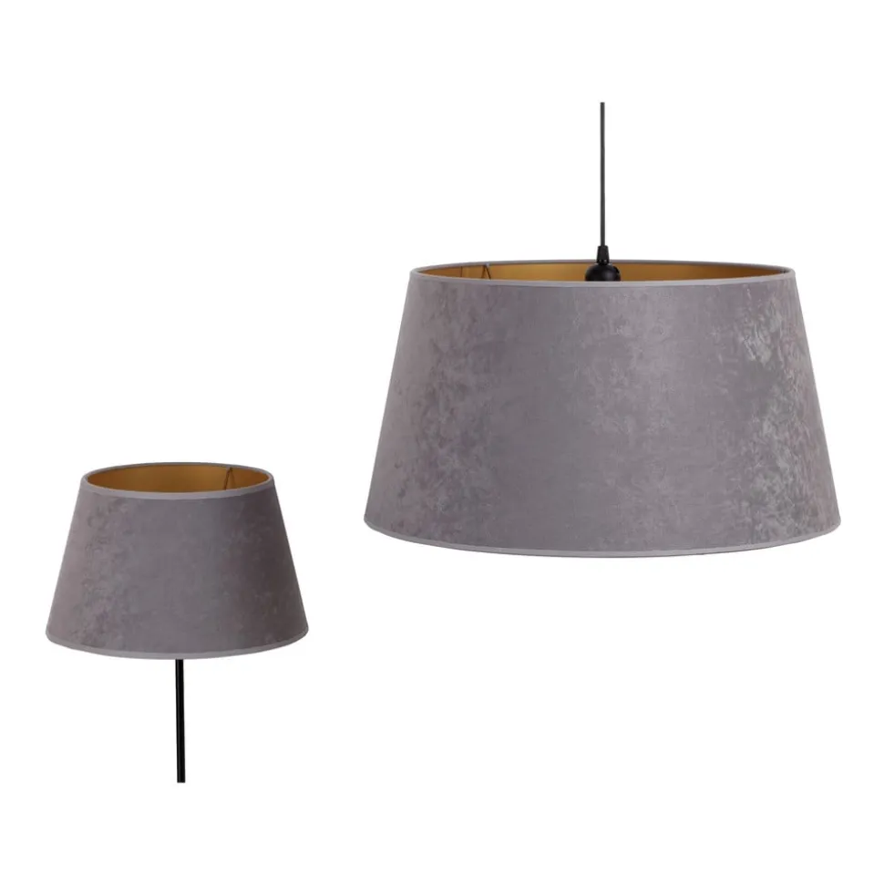 Lampeskærm Cone højde 18 cm, grå/guld