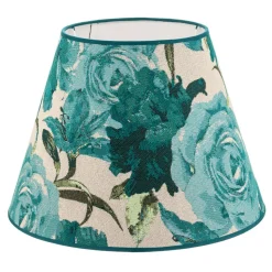 Lampeskærm Sofia Højde 25 cm, blomstermønster turkis