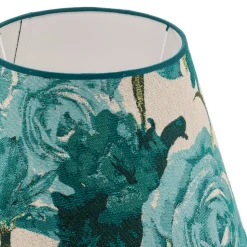 Lampeskærm Sofia Højde 25 cm, blomstermønster turkis