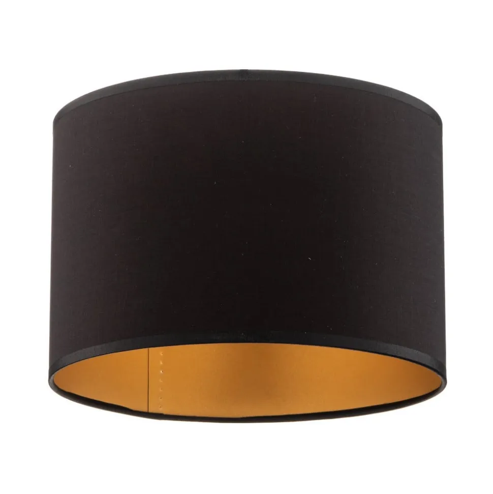 Lampeskærm Soho, sort/guld, tekstil, Ø 18 cm