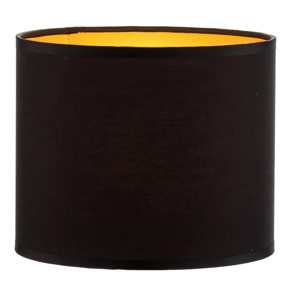 Lampeskærm Soho, sort/guld, tekstil, Ø 18 cm