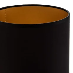Lampeskærm Soho, sort/guld, tekstil, Ø 18 cm