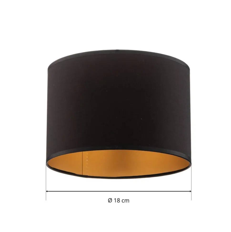 Lampeskærm Soho, sort/guld, tekstil, Ø 18 cm