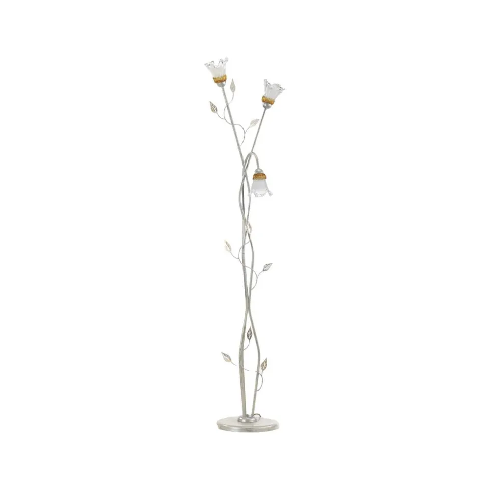 Lancia gulvlampe, elfenbensfarvet, 3 lyskilder, jern, glas