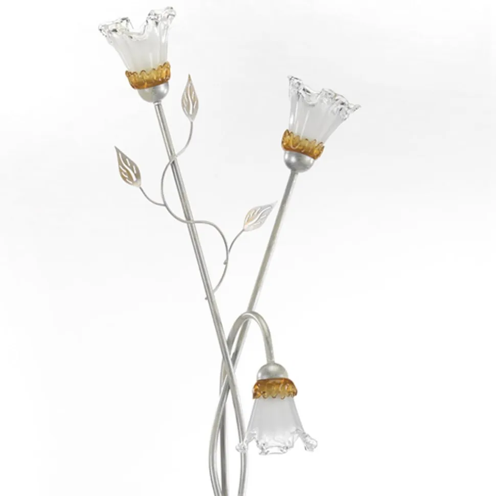 Lancia gulvlampe, elfenbensfarvet, 3 lyskilder, jern, glas