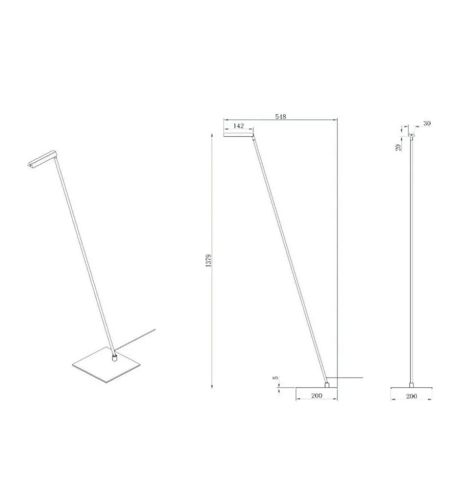 Lavale LED-gulvlampe, sort, dæmpbar, højde 138 cm