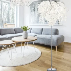 Leavy gulvlampe, højde 180 cm, krom/hvid, metal/plast