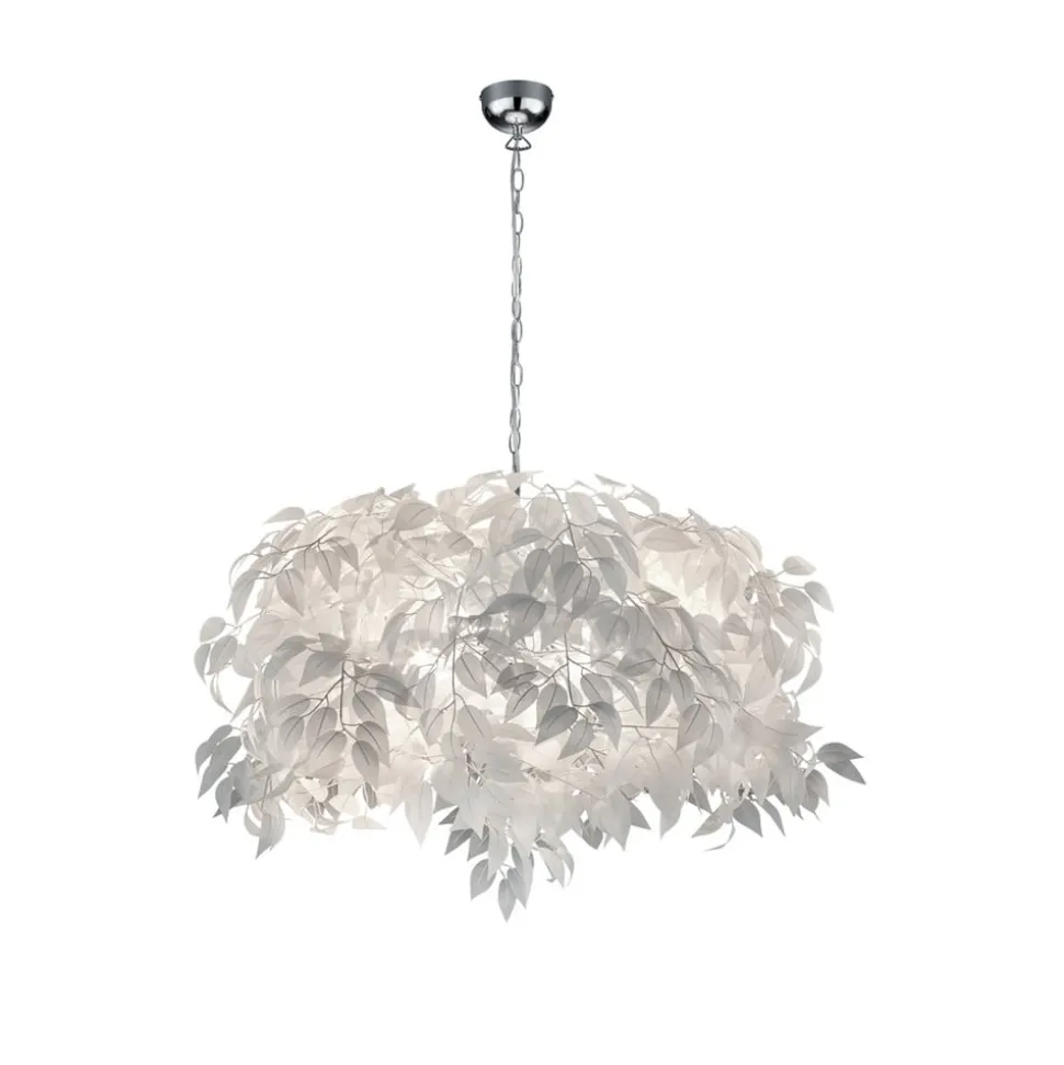 Leavy pendellampe, krom/hvid, Ø 70 cm, plast